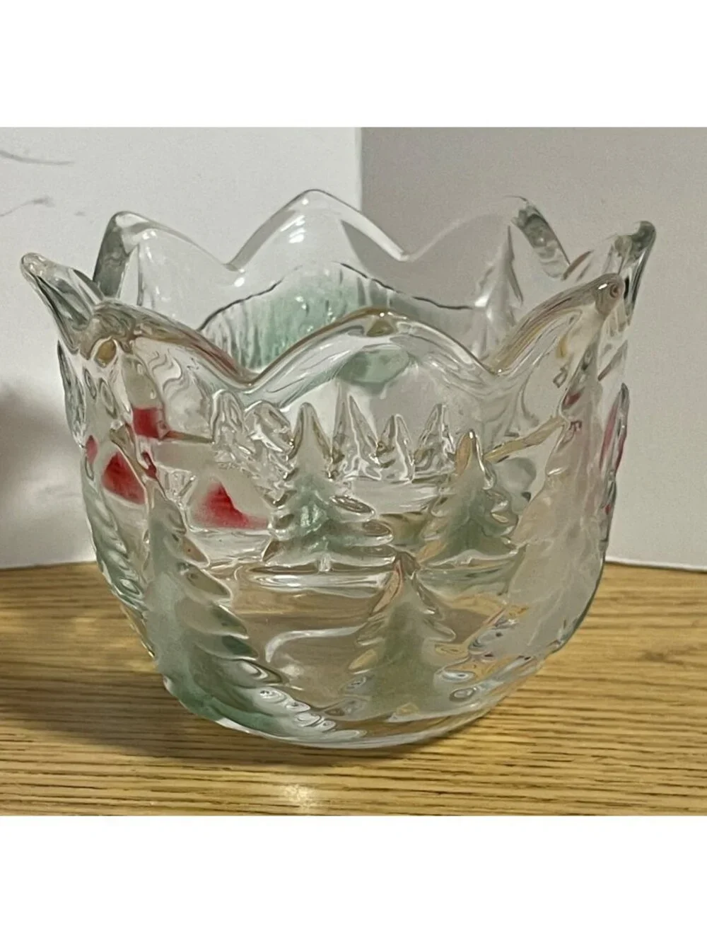 Mikasa Holiday Landscape Glass Votive Candle Holder Christmas Decor Elegant